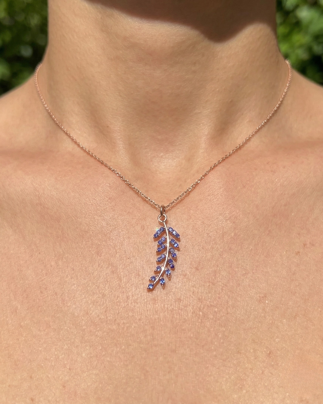 Amethyst Laurel Leaf Necklace In Rose Gold