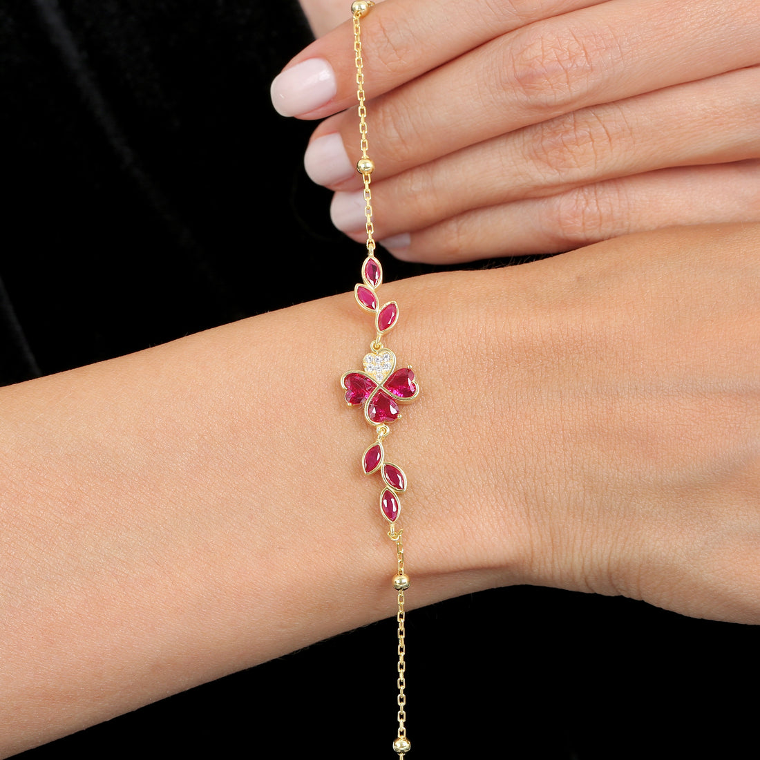Whispers of Ruby Bracelet In Gold