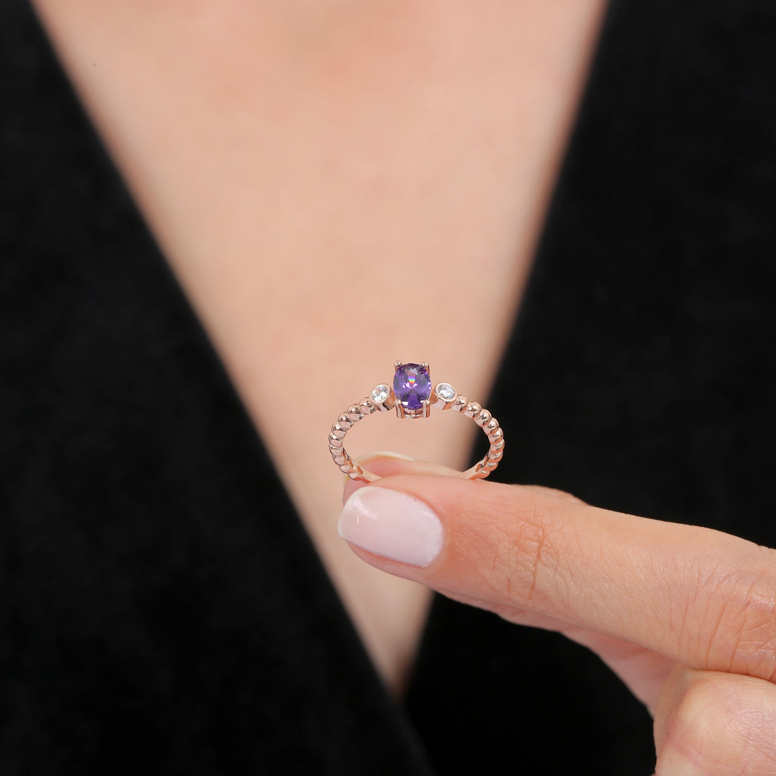 Amethyst Lumen Ring In Rose Gold