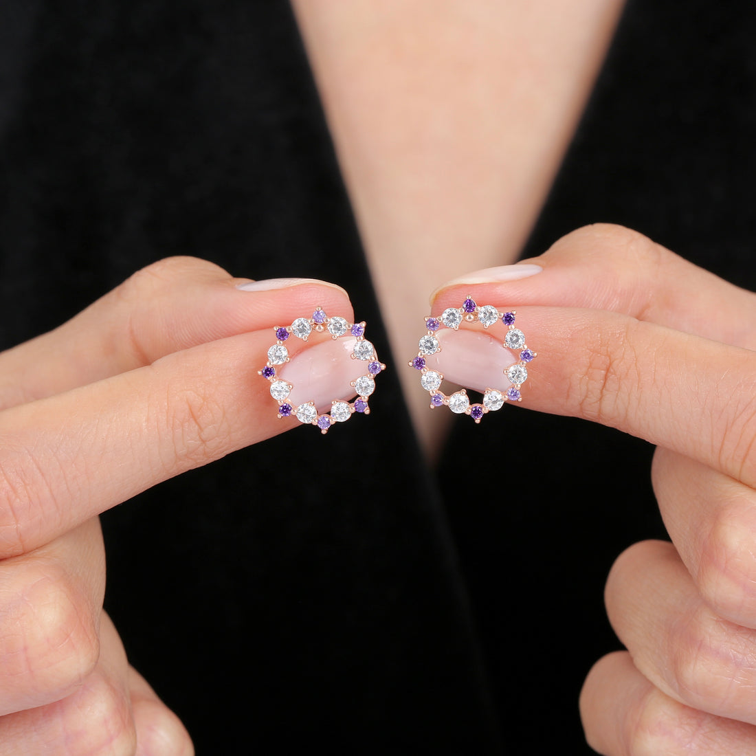 Purple & Clear Wreath Set In Rose Gold