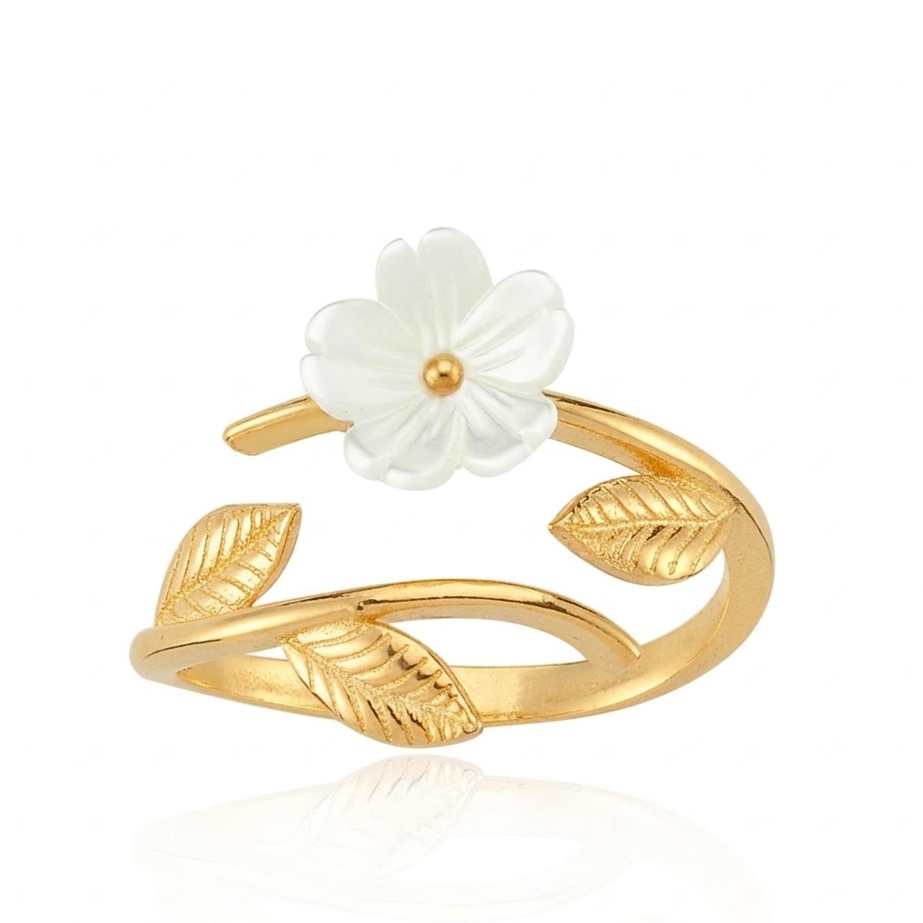 Magnolia Leaf Wrap Ring in Gold