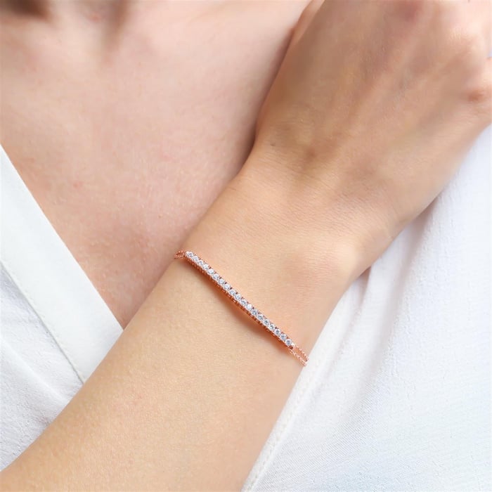 Sparkling Water-Path Bar Bracelet In Rose Gold