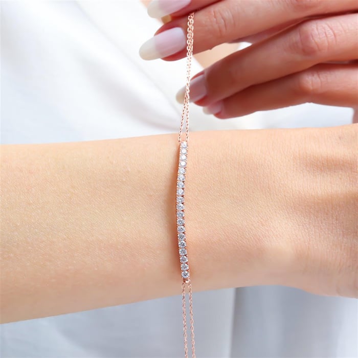 Sparkling Water-Path Bar Bracelet In Rose Gold
