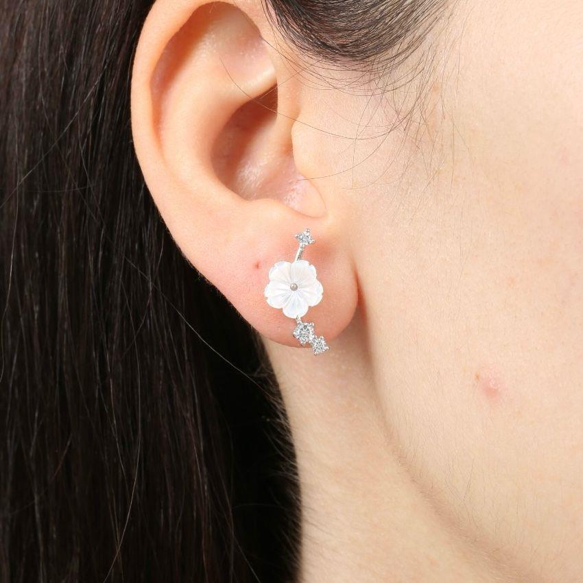 Magnolia Bloom Drop Silver Earrings