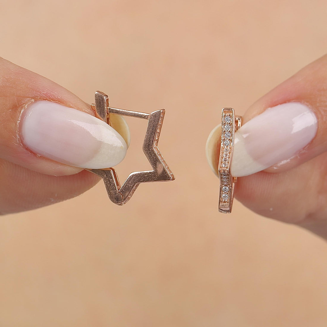 Stellar Hugger Hoop Earrings In Rose Gold