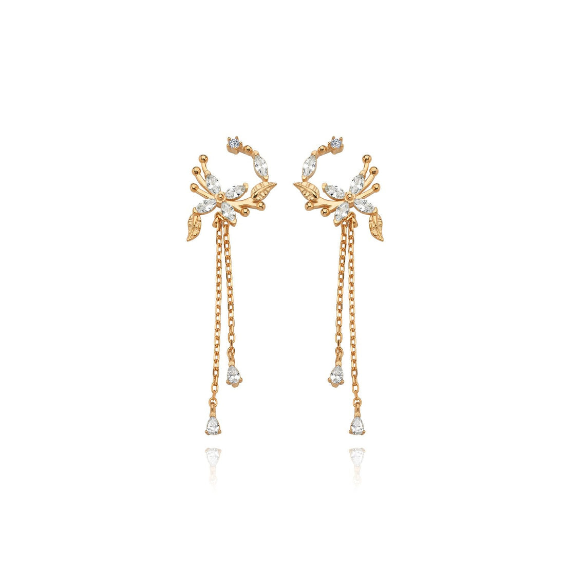 Circle Bloom Drop Earrings In Rose Gold