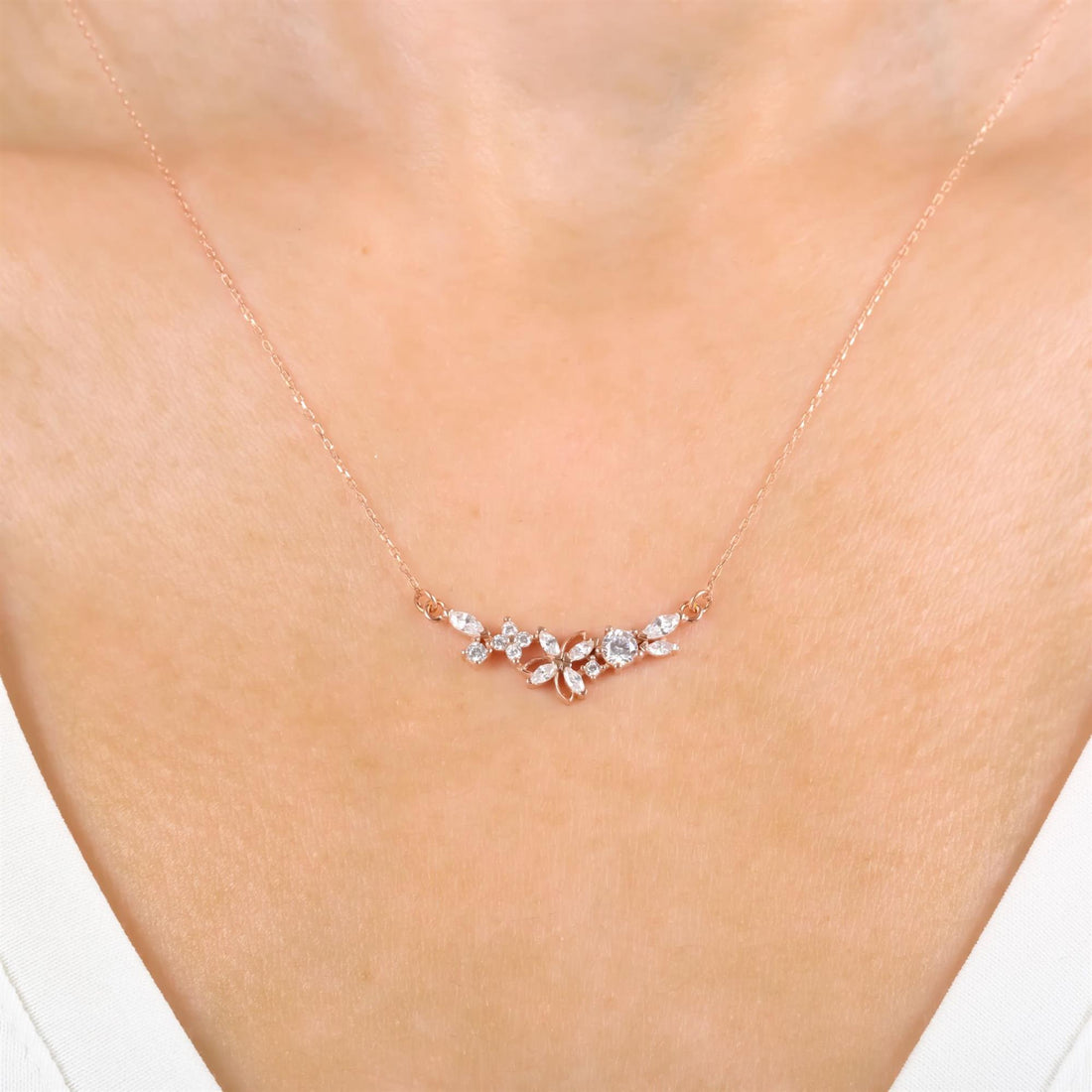 Blossom Arc Necklace In Rose Gold
