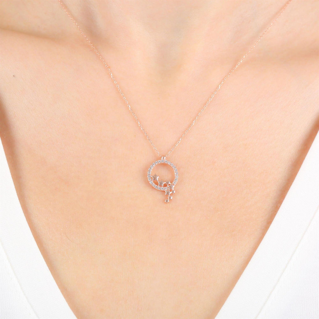 Star Passage Necklace In Rose Gold