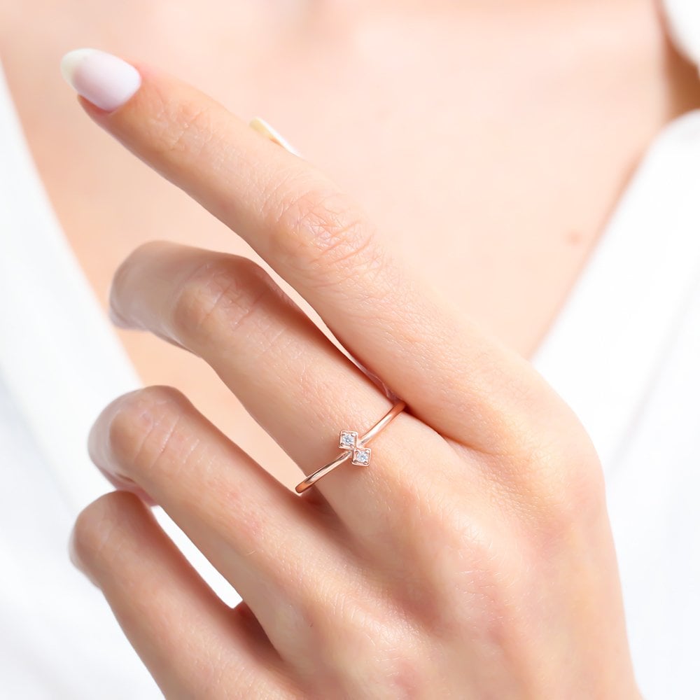 Twin-Spark Open Band Ring – Rose-Gold