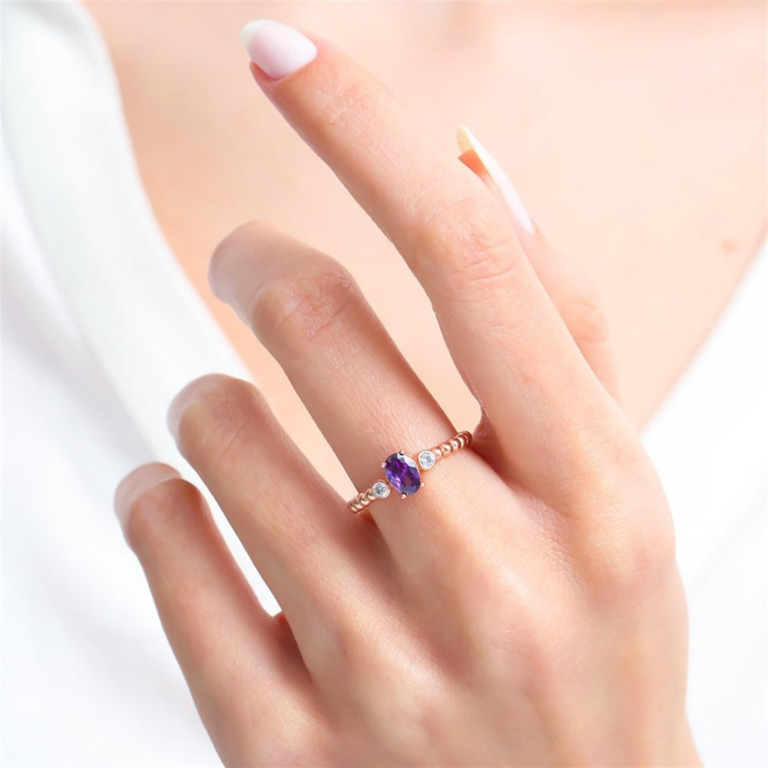 Amethyst Lumen Ring In Rose Gold