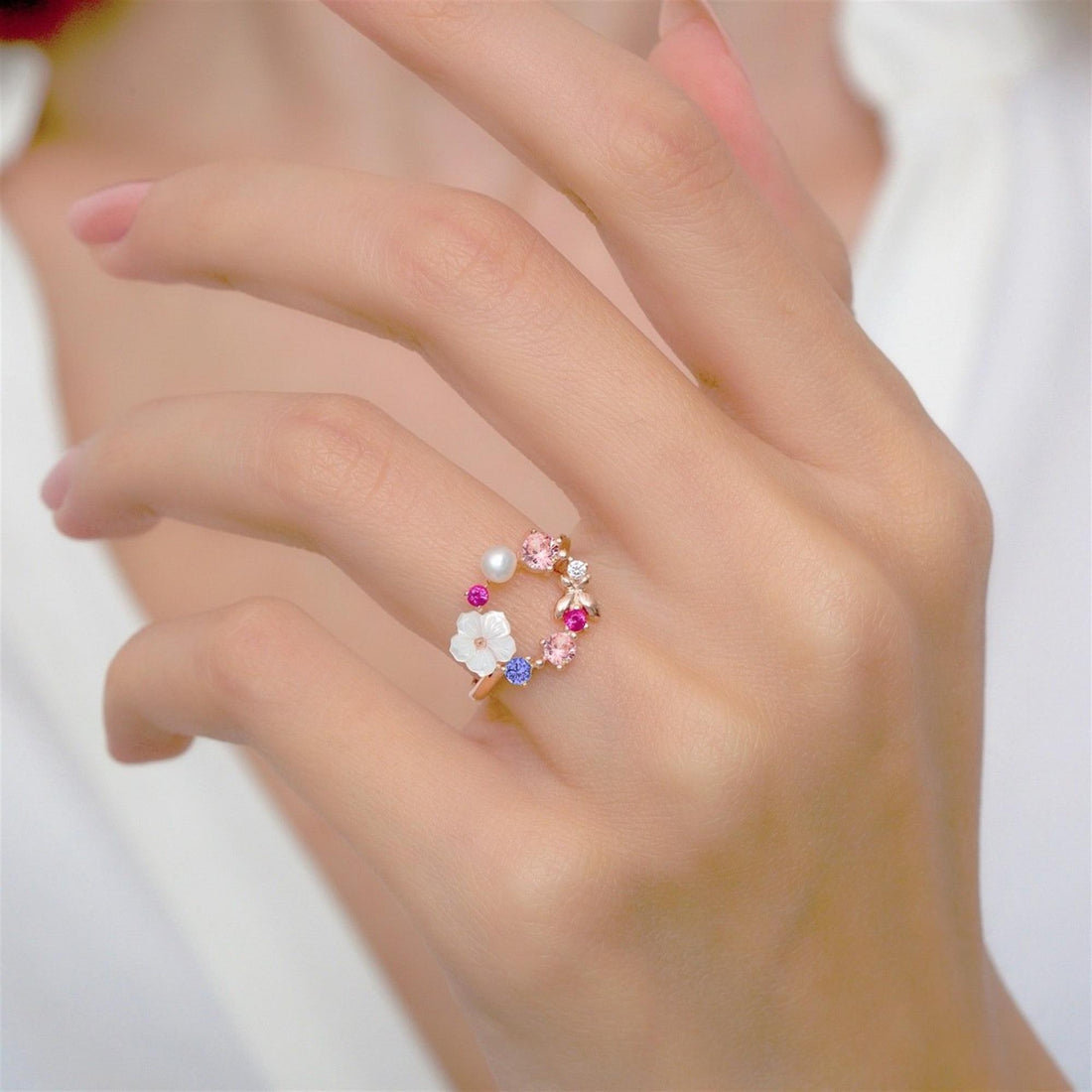 Magnolia Pearl Elegance Ring in Rose Gold