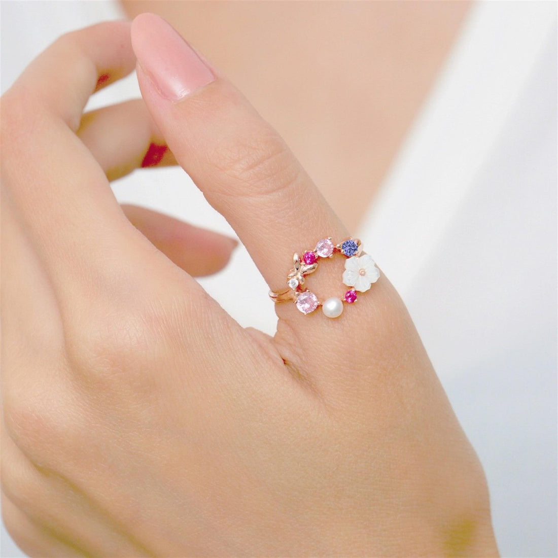 Magnolia Pearl Elegance Ring in Rose Gold
