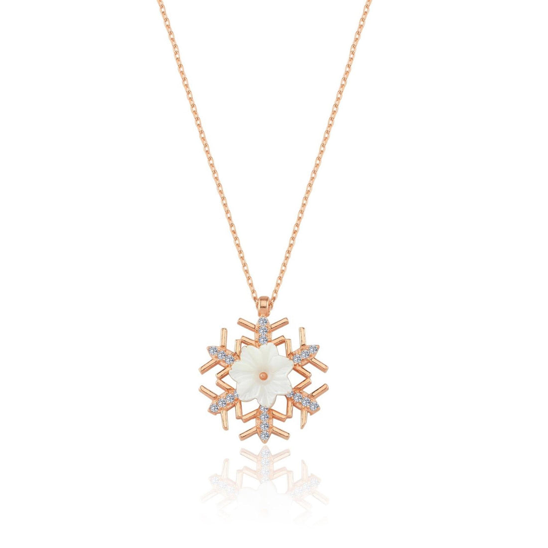 Snowflake Magnolia Pendant in Rose Gold