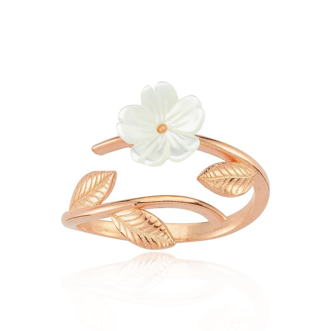 Magnolia Leaf Wrap Ring in Rose Gold