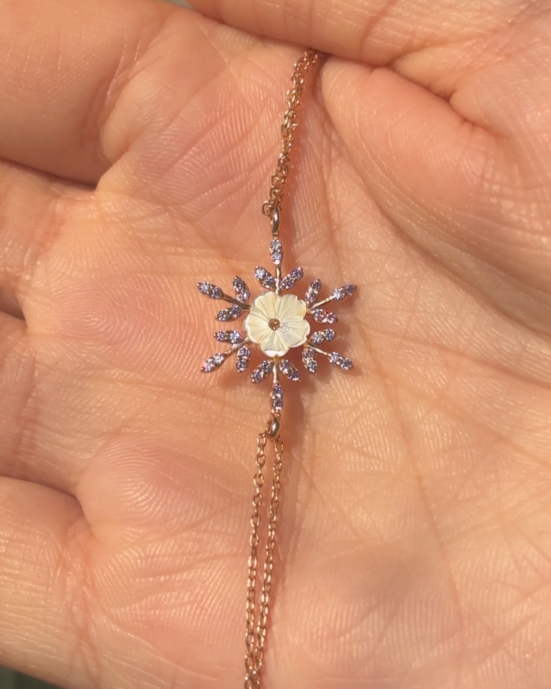 Amethyst Snowflake Radiance Bracelet in Rose Gold