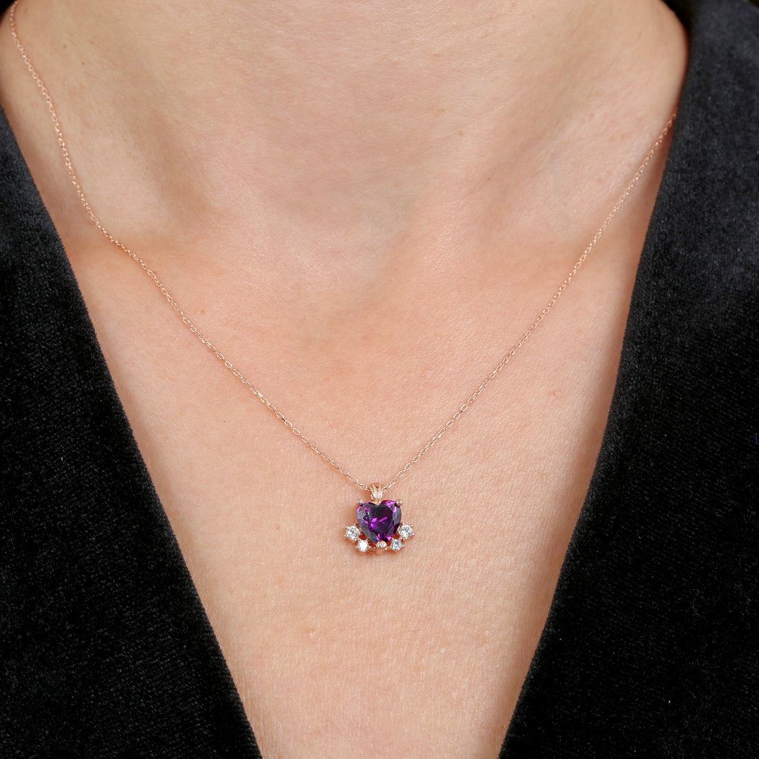 Amethyst Heart Pendant Necklace