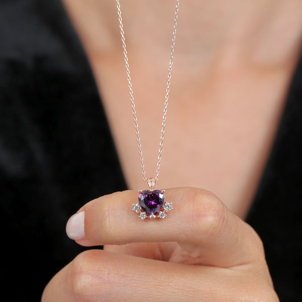 Amethyst Heart Pendant Necklace