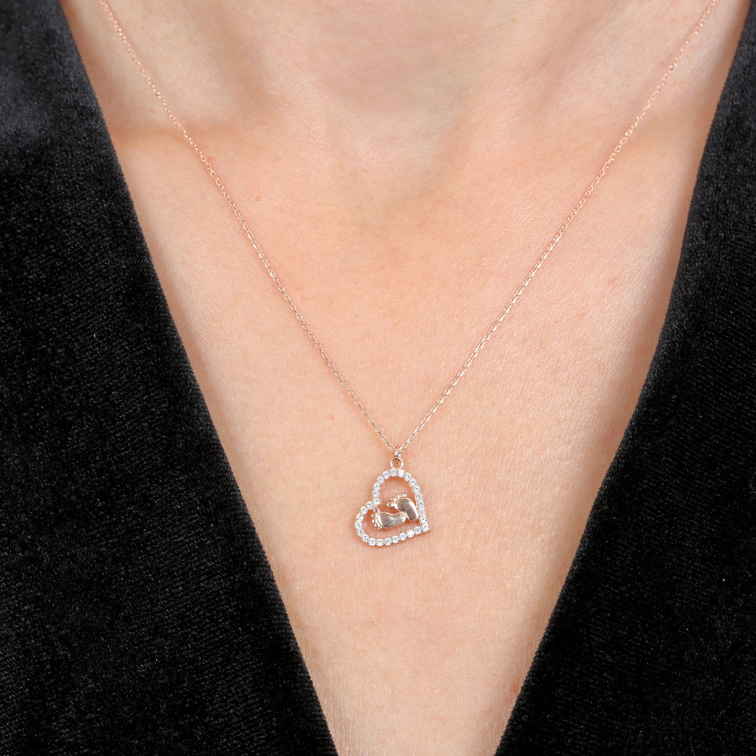 Embrace of Love Necklace in Rose Gold