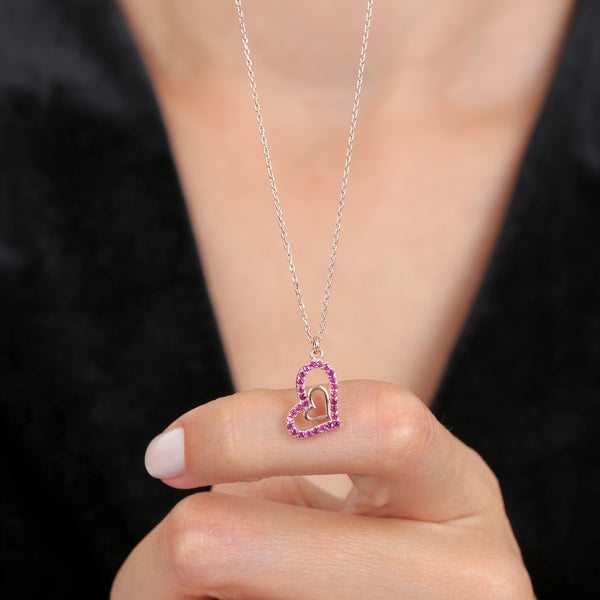 Purple Twinbeat Pendant Necklace In Rose Gold