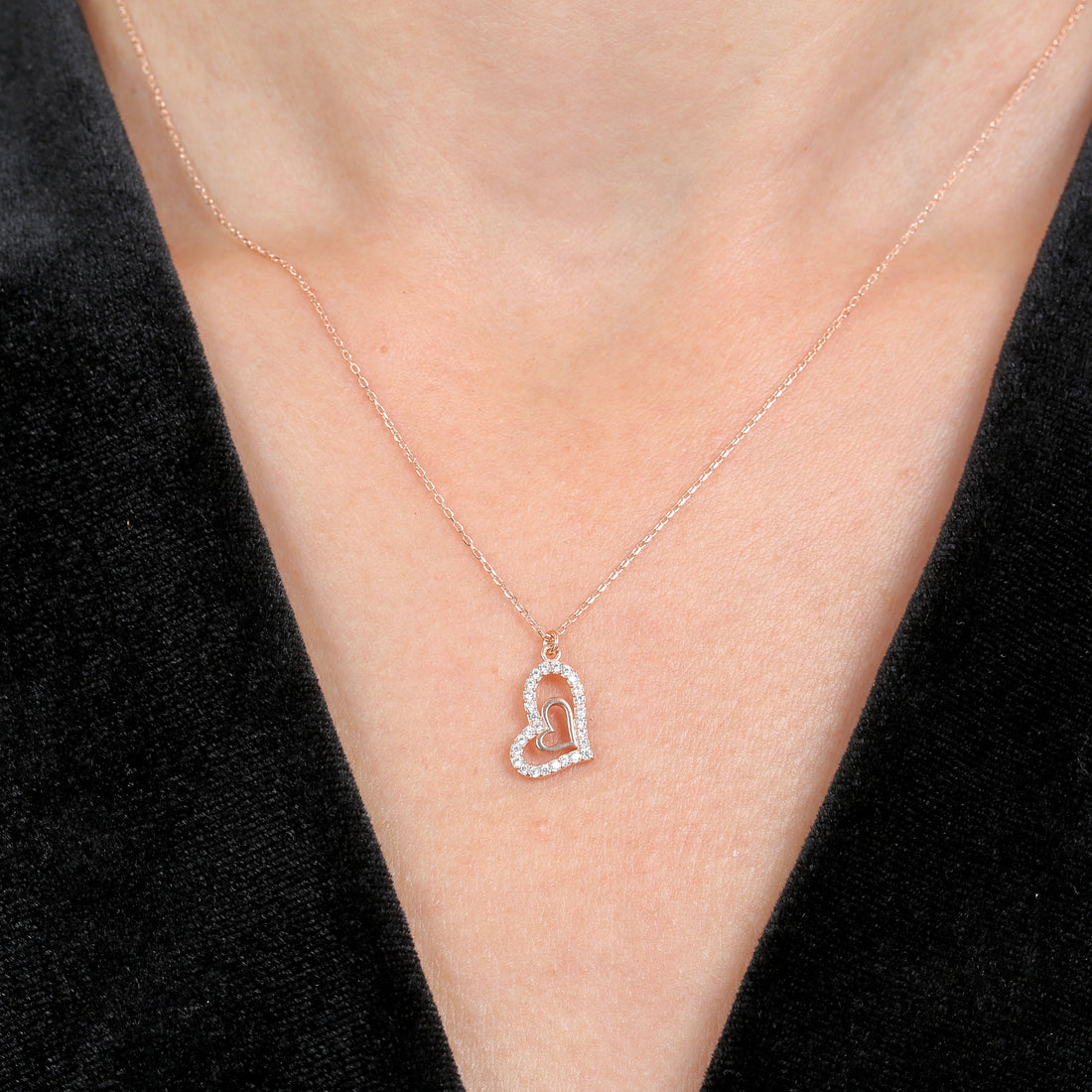 Twinbeat Pendant Necklace In Rose Gold