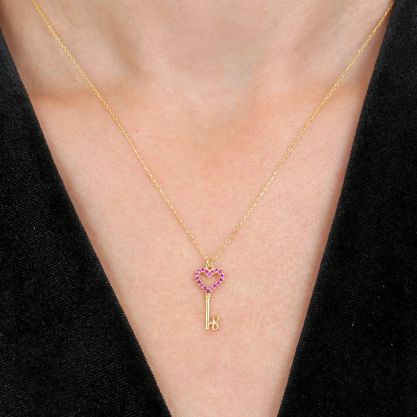 Key to the Heart Necklace in Gold
