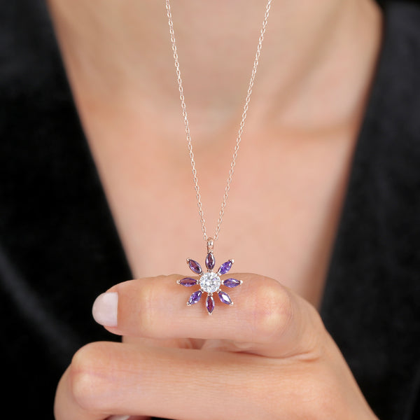 Rose Gold Amethyst Blossom Jewelry Set