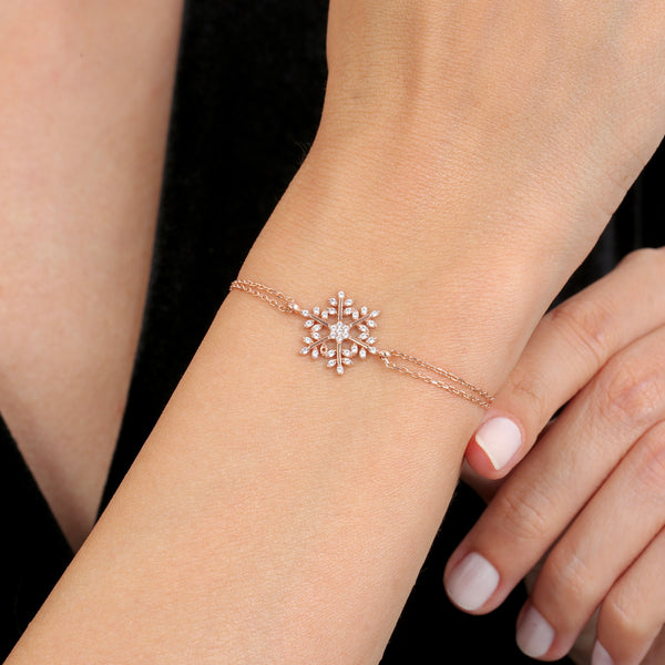Snow Flake Bracelet In Rose Gold