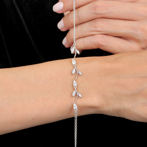 Sparkling Leaf Bracelet in Silver