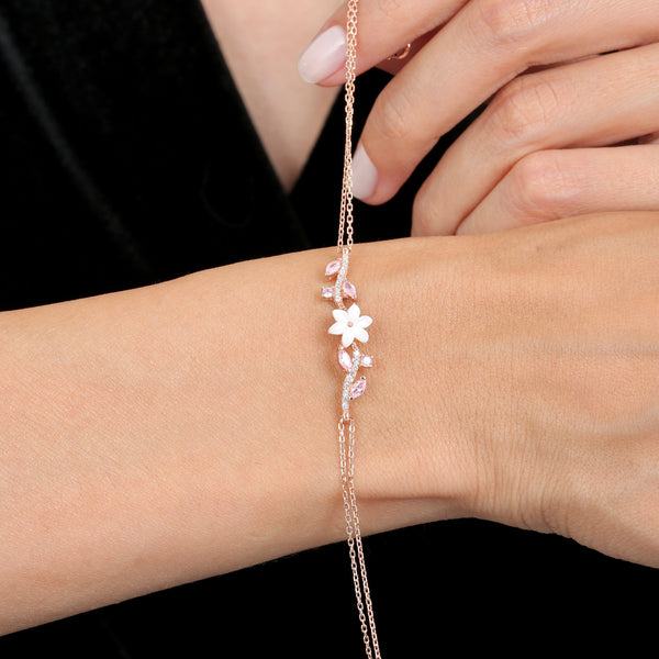 Pink Bloom Bracelet in Rose Gold