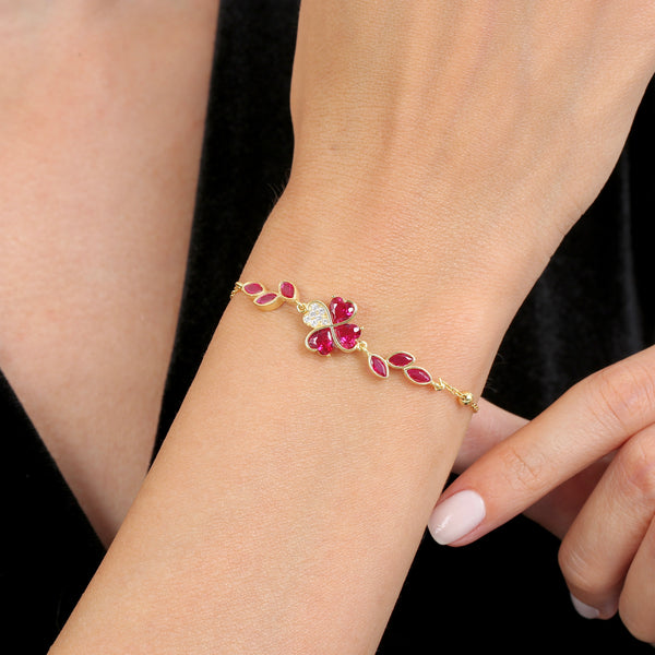 Whispers of Ruby Bracelet In Gold