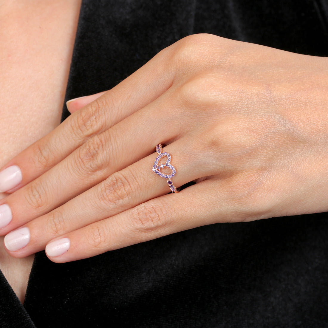 Amethyst Whisper Ring In Rose Gold