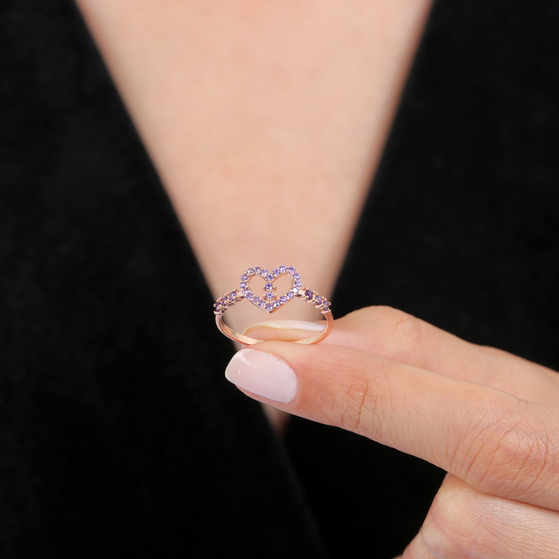 Amethyst Whisper Ring In Rose Gold