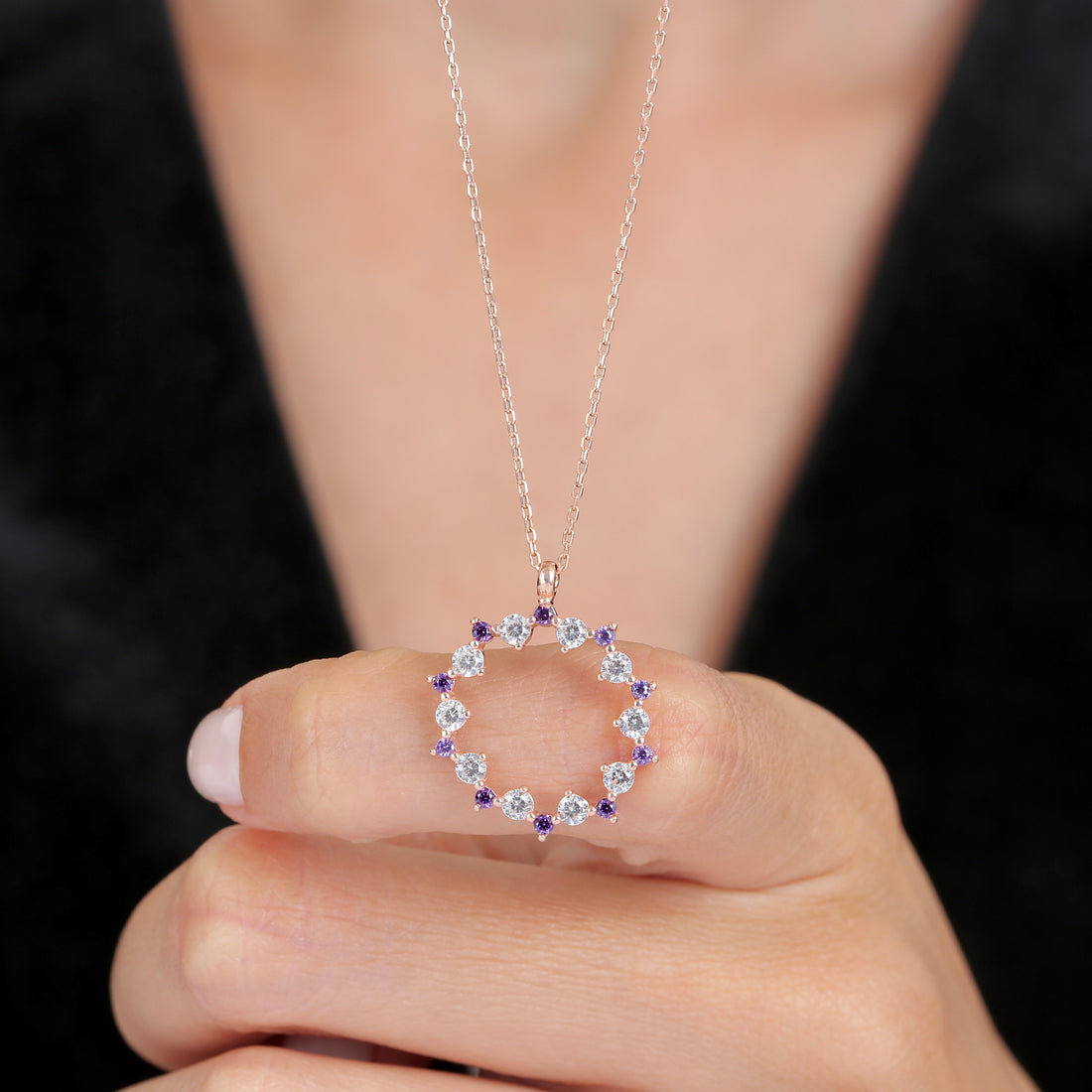 Purple & Clear Wreath Set In Rose Gold