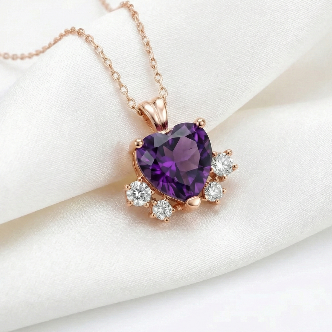 Amethyst Heart Pendant Necklace