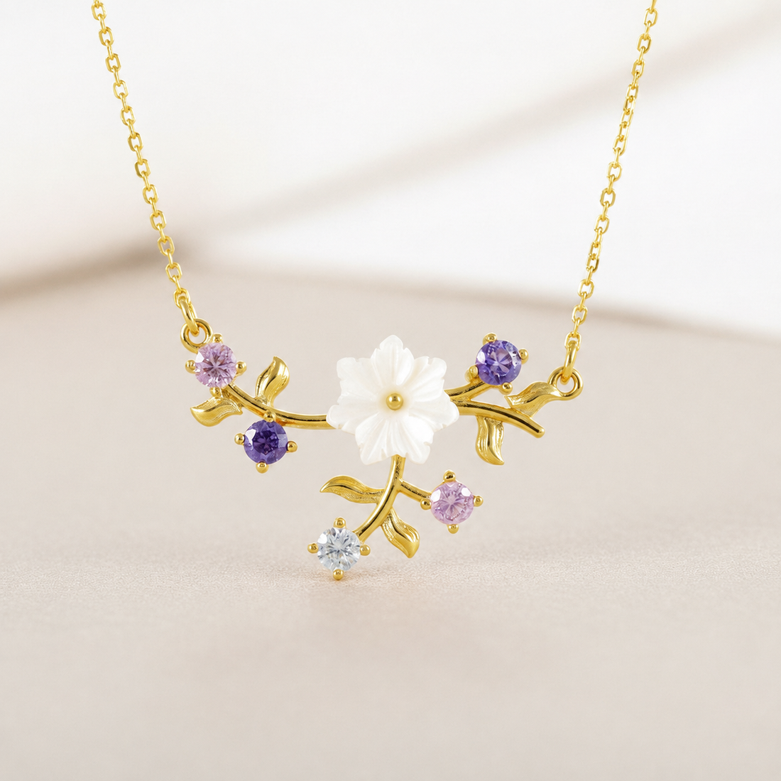 Spring Breeze Magnolia Necklace in Gold