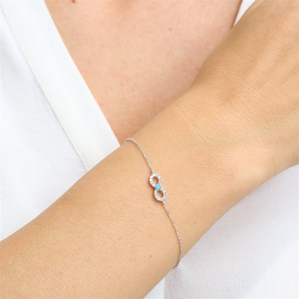 Turquoise Sparkling Infinity Silver Bracelet