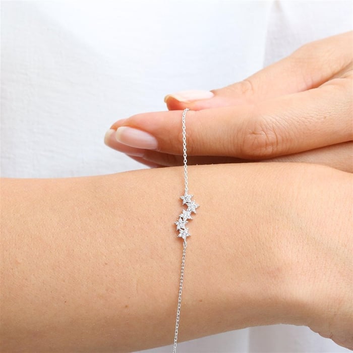 Diamond Star Cascade Bracelet In Silver