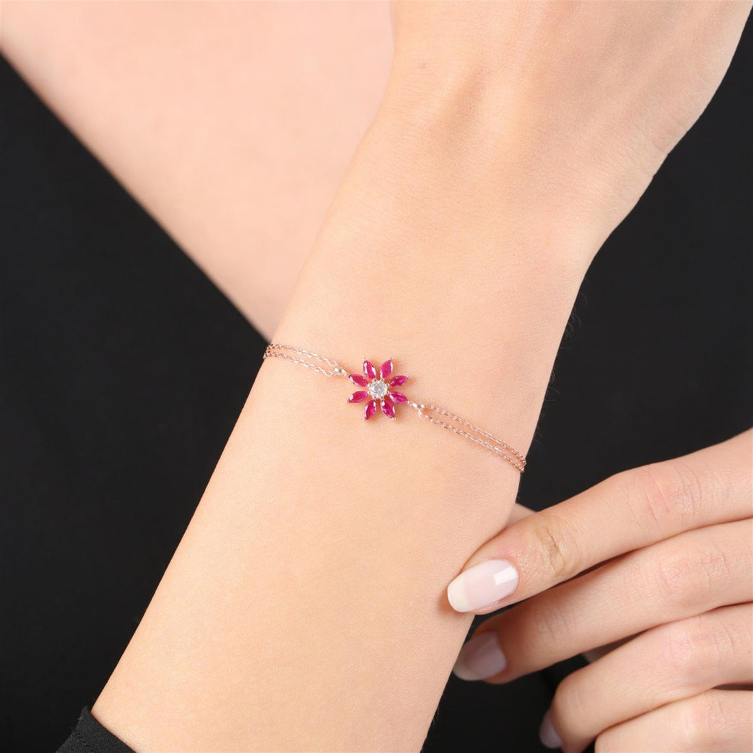 Fuchsia Sunburst Bracelet In Rose Gold