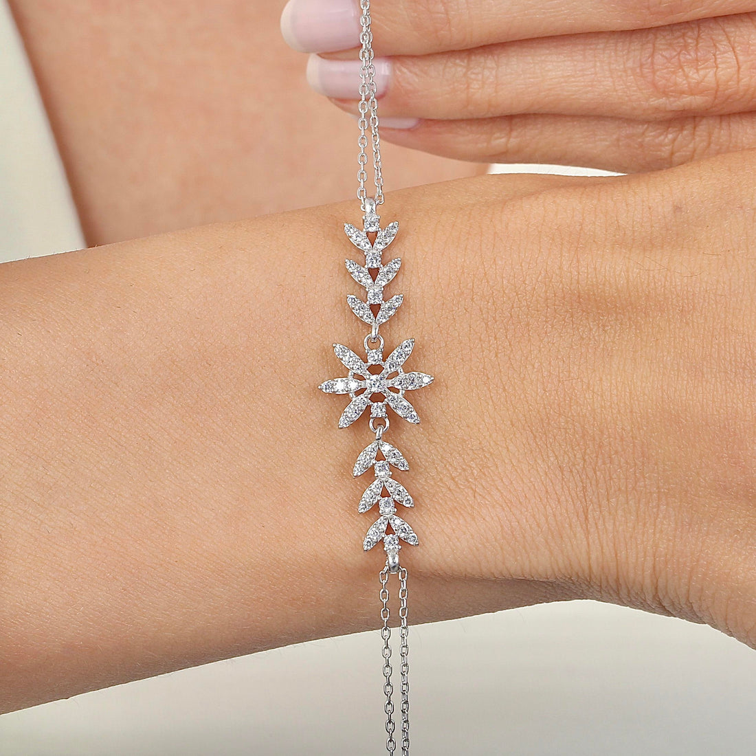 Drop Flower Silver Bracelet