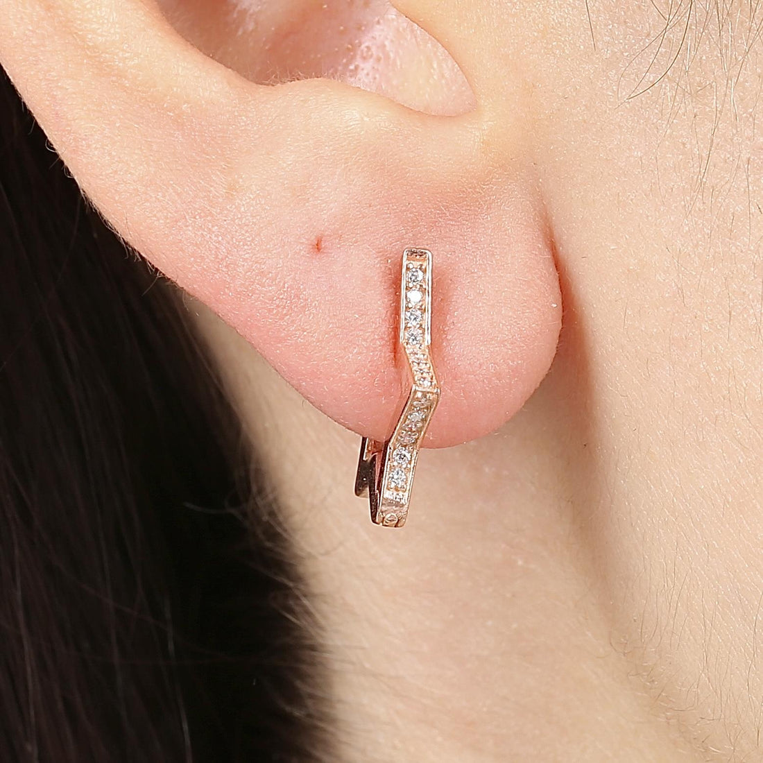 Stellar Hugger Hoop Earrings In Rose Gold