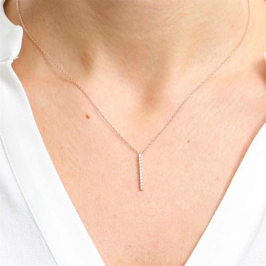 Sleek Waterfall Bar Necklace In Silver