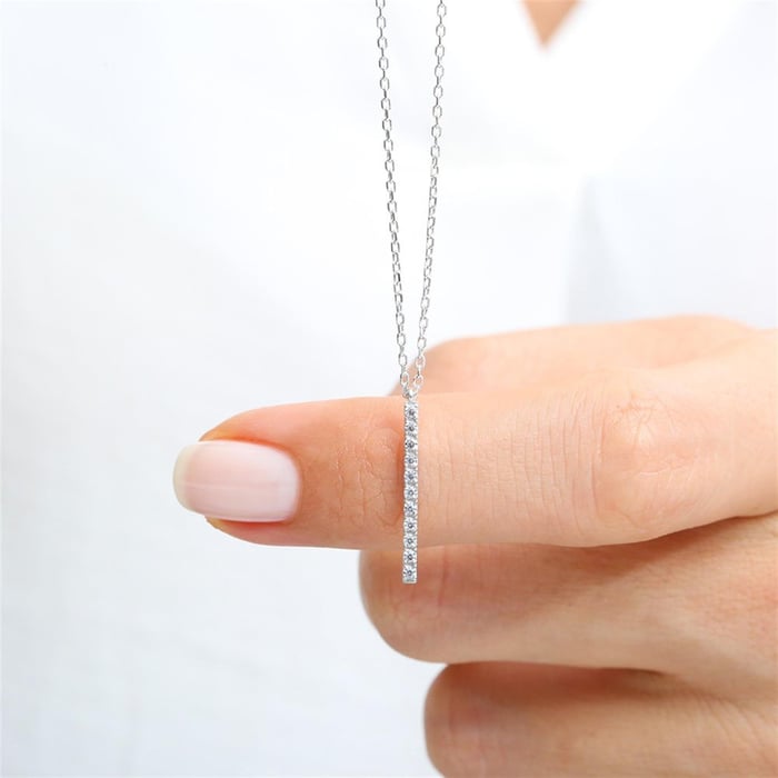 Sleek Waterfall Bar Necklace In Silver