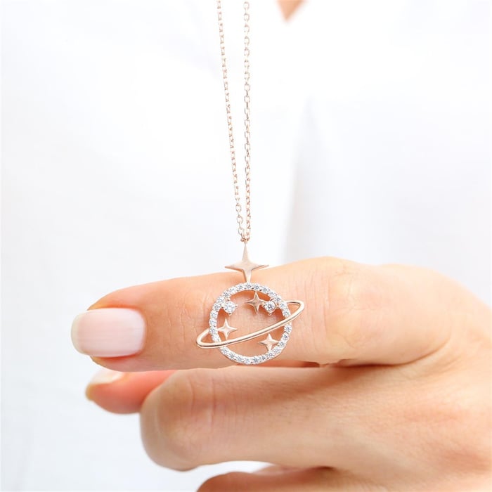 Sparkling Galaxy Necklace In Silver