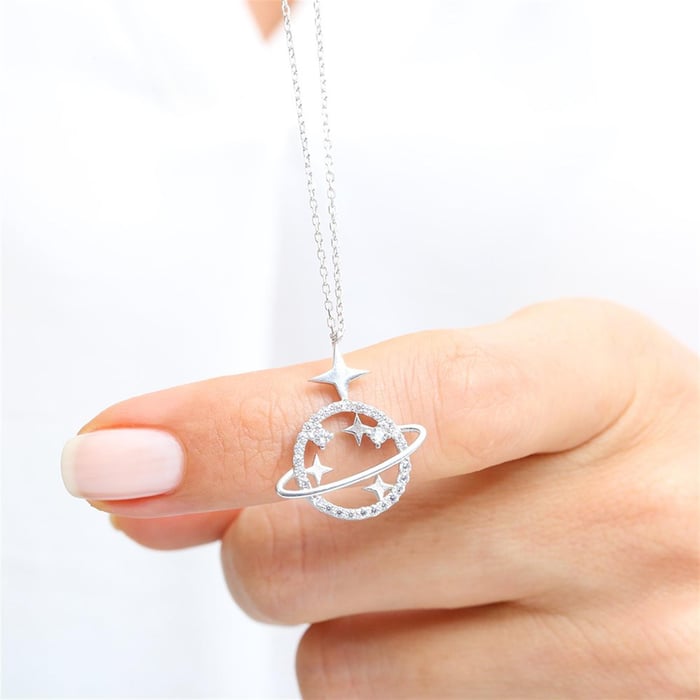 Sparkling Galaxy Necklace In SIlver