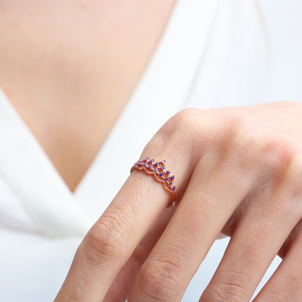 Lavender Tiara Crown Ring – Rose-Gold