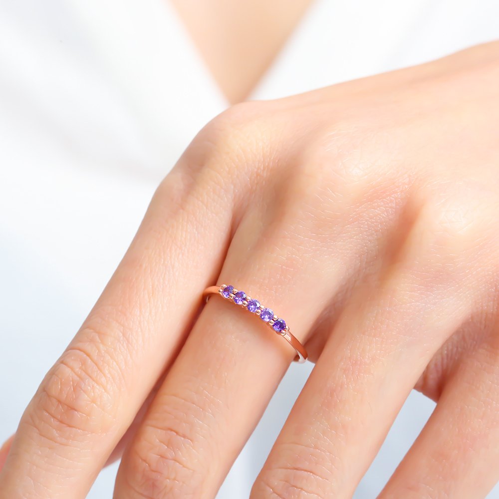 Lilac Pavé Bar Ring – Rose-Gold