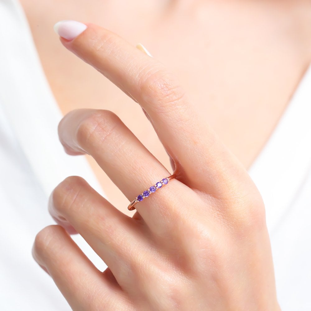 Lilac Pavé Bar Ring – Rose-Gold