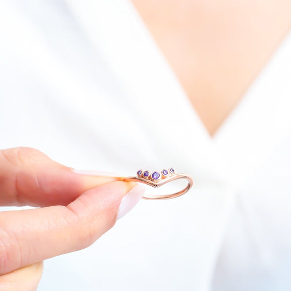 Violet Wishbone Tiara Ring – Rose-Gold