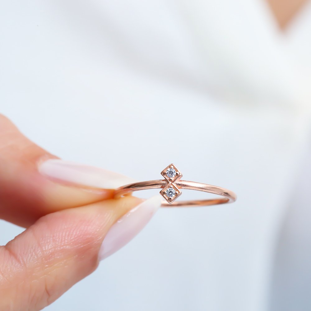 Twin-Spark Open Band Ring – Rose-Gold