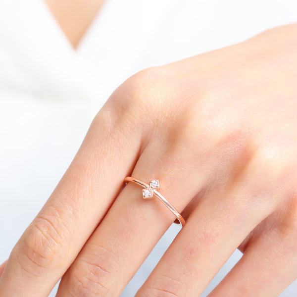 Twin-Spark Open Band Ring – Rose-Gold